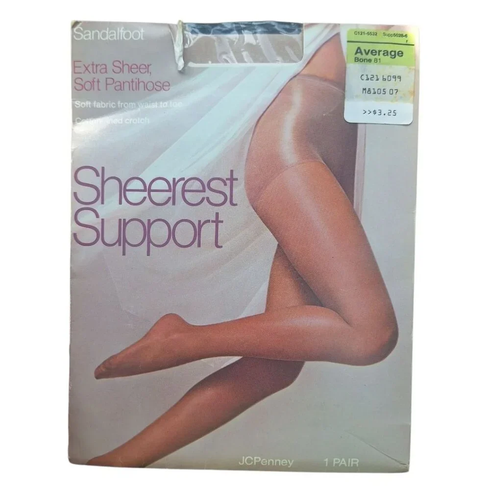 JCPenney Sheerest Support‎ Pantihose Bone 81 Sandalfoot Average Nylon Spandex